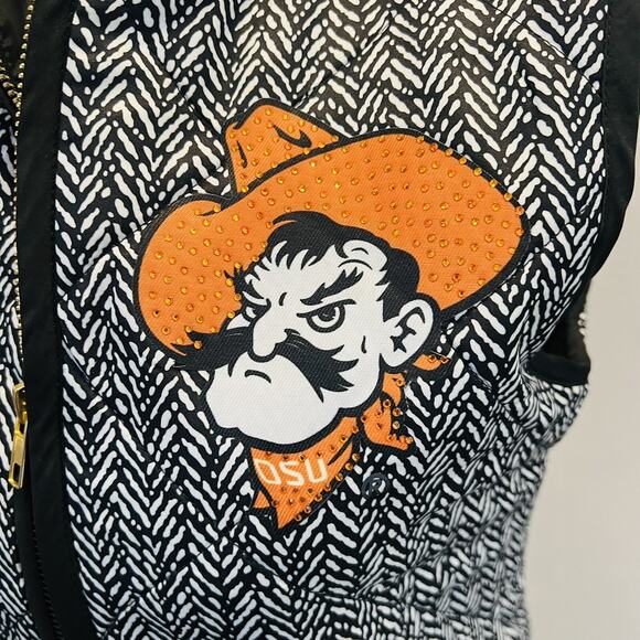 Oklahoma State Cowboys Vest Womens S Black Full Zip Quilted Sleeveless NCAA OSU. - Picture 4 of 5